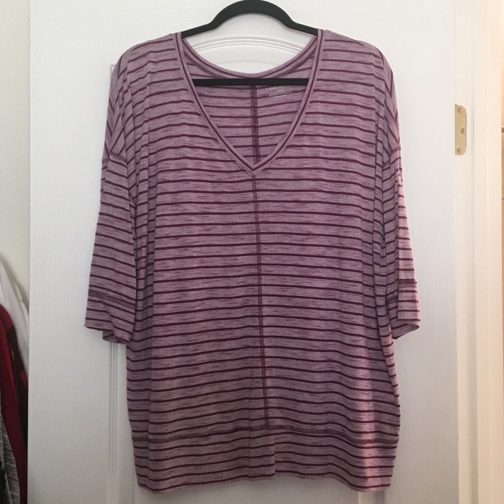 LANE BRYANT Purple stripe 3/4 sleeve top